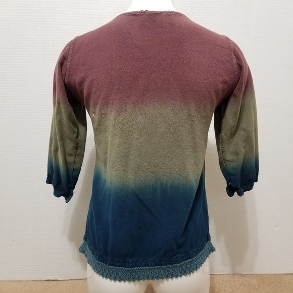 Geeta top Free Size dip dye ombre embroidered boho hippie crochet trim vintage? - Picture 3 of 15